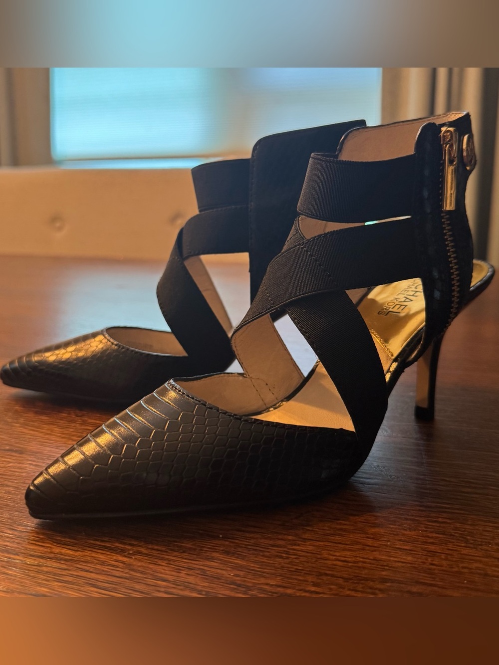 Michael Kors Black Strappy Pointed-Toe Stiletto Heels NWT size 7.5